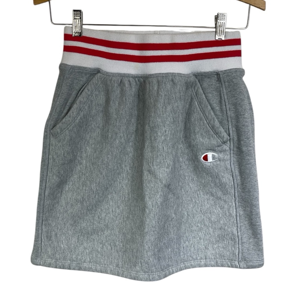 Champion Oxford Gray Red White Striped Reverse Weave Skirt Size Small